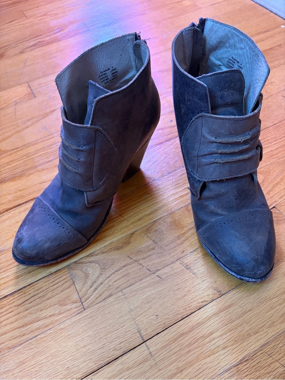 freebird Taupe Leather Heeled Ankle Boots